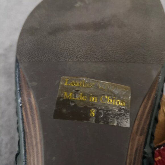 Corkys Elite Sandals Womens 8 Shoes Wolff Island Leather Thong Black Red - Picture 9 of 10